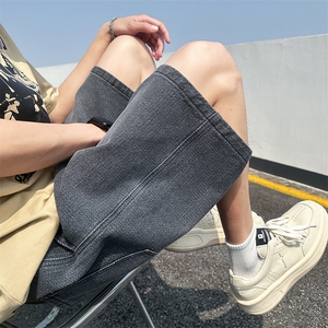 星空纹牛仔短裤男ins潮流痞帅学生宽松直筒透气休闲裤子D3#-P40,鸡心毛衣穿搭男图片