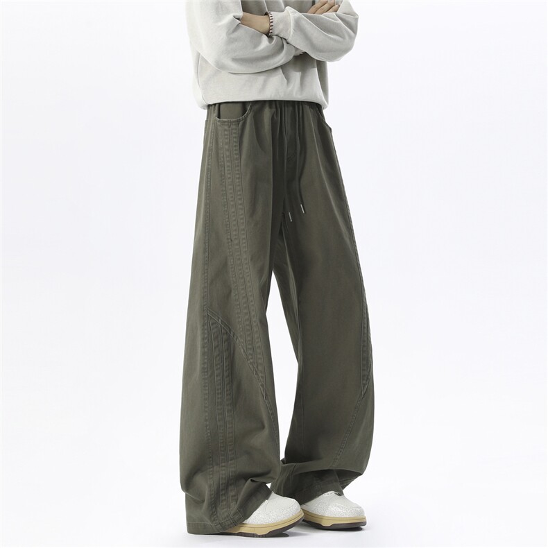 美式褶皱水洗直筒工装裤男休闲长裤P48控88，男装工装外套，电商D205