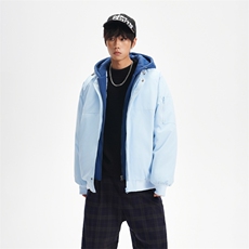 !潮流冬季连帽拉链加绒加厚棉衣情侣撞色棉服外套MY5567-P78，男装棉衣，星座610B-1
