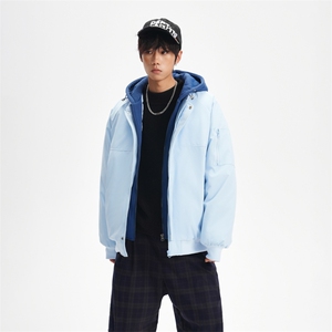 !潮流冬季连帽拉链加绒加厚棉衣情侣撞色棉服外套 MY5567-P78图片