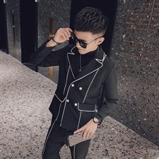 社会风小伙修身休闲商务西裤西服韩版西装两件套装D803-P165控205，男装西服套装，星座308A