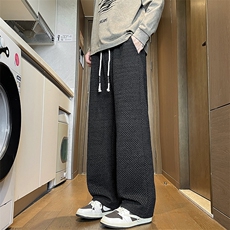 YK86126-P5578.3%聚酯纤维21.7%锦纶美式复古黑色格裤子男款秋冬，男装休闲裤，电商A086-1