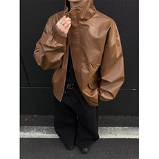 痞帅柔软羊皮纹男士PU皮衣休闲机车宽松皮夹克秋冬款外套PM052，男装夹克，星座1116A-1（原606A）