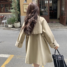 蕾丝拼接翻领风衣外套女春秋中长款高级感学院风减龄法式大衣夹克，女装风衣，浙宝212A