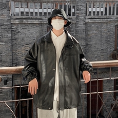 美式港风钢印夹克大码皮衣鳄鱼纹情侣皮衣男外套JK8749P90控128，男装夹克，星座226-1
