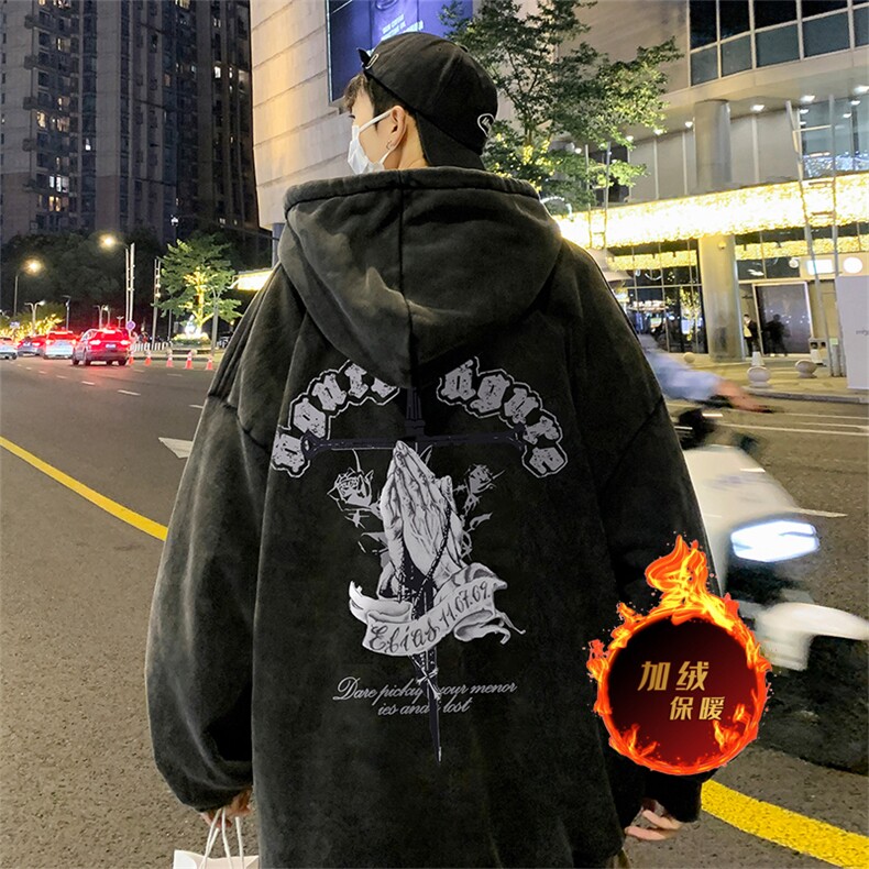 直播品质500克重磅美式做旧水洗卫衣SL1555-常规特P55加绒特P65,男装卫衣,电商A486