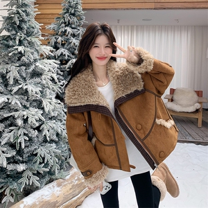 【现货】2025年冬季新款麂皮绒复合羊羔毛外套2562款P210-K288，女装羊羔毛/颗粒绒，浙宝301