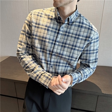 DP免烫工艺~棉磨毛格子衬衫高档加厚保暖长袖衬衣男C3056-P73，男装衬衫，电商A213