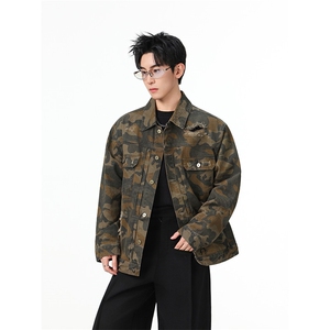 水洗牛仔外套男款春季美式痞帅上衣服宽松休闲工装夹克JK1318-P80图片