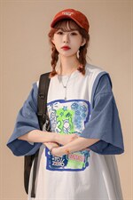 中性2023新款夏季港风全棉宽松ins情侣短袖T恤T525P35控58，男装T恤，A247A