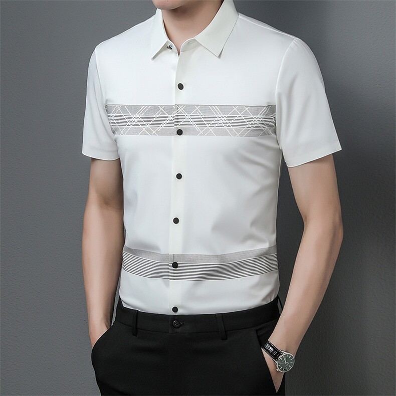 AD5822钱塘2020-3夏季男士精品商务休闲短袖衬衫P75,男装衬衫,钱塘207-3
