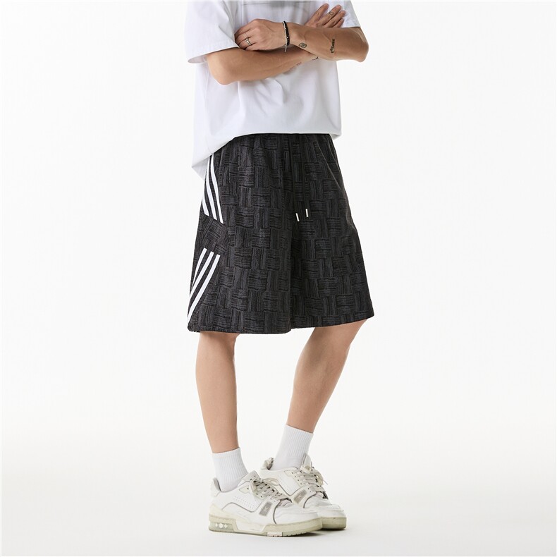 抖音品质夏季灯芯绒格子条纹设计宽松短裤B315-K25506-特p25控48,男装休闲裤,电商B315