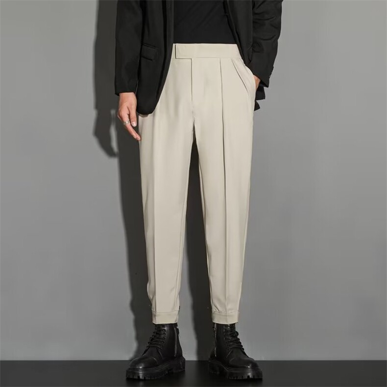 新款束脚九分裤男款修身小脚裤魔术贴男生休闲小西裤S4-P42，男装西裤，星座1116A-2（原606A-1）