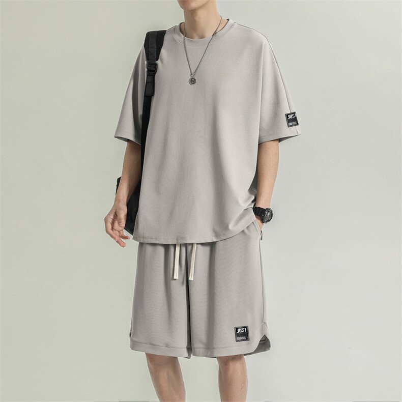运动套装夏季冰丝速干短袖休闲宽松潮夏装短裤TZ13-特批-70,男装休闲套装,星座718