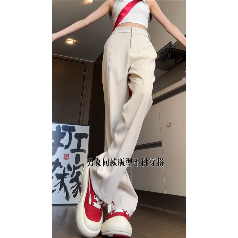 抖音品质美式高级休闲垂坠感微喇西裤B315-K24248-特p40控78,男装西裤,电商B315