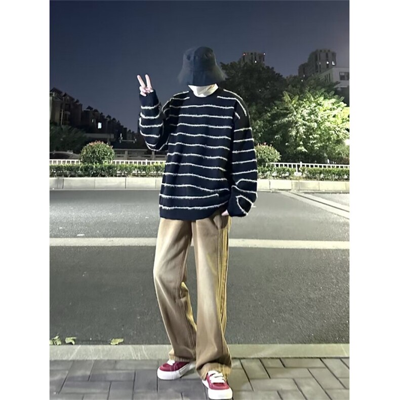 美式圆领毛衣男慵懒风休闲针织衫M8822P48,男装针织衫/毛衣,星座1116-2