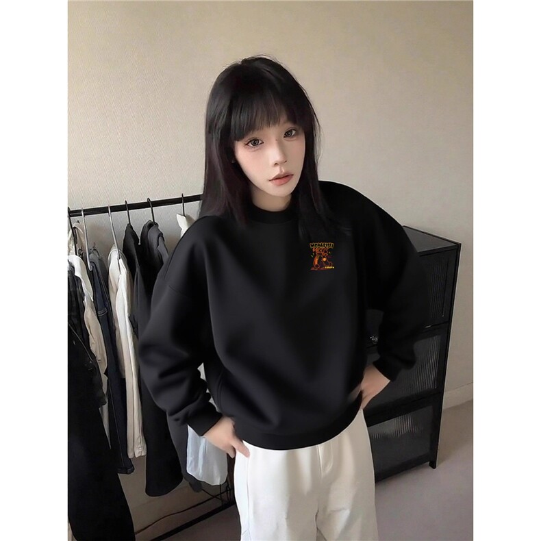 【004】5黑色圆领卫衣女款春秋冬季潮牌宽松休闲A079-WY488-P31,男装卫衣,电商A079