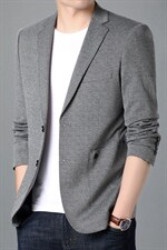 春秋季新款西服中年男装薄款商务休闲宽松上衣男士纯色无开衩外套，男装西服，电商B212（原钱塘6029）