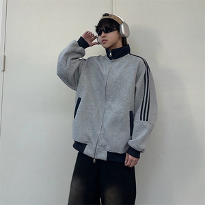 抖音得物高品质 美式高街重磅结构设计拼接织带立领卫衣外套 CM42图片