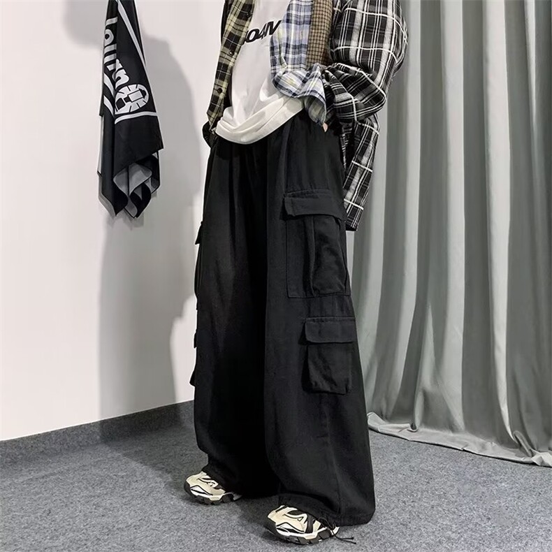 街头hiphop嘻哈工装牛仔裤男美式复古宽松休闲阔腿裤潮N4836-P52图片