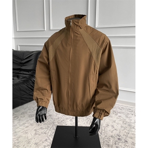 美式罗纹拼接袖子褶皱大码M-5XL教练夹克男JK78056P69控105图片