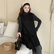 新款26早春韩系毛呢背心裙打底套装6206-P175-K258，女装套装/套裙，2C057