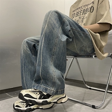美式牛仔裤男韩版潮流高街帅气ins宽松2024夏季新款长裤RK465-P45，男装牛仔裤，星座412-1