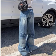 复古阔腿牛仔裤女低腰宽松直筒裤文艺高腰新款常规阔腿裤长裤百搭，男装牛仔裤，星座218-1（原230）