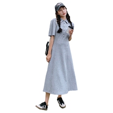纯色POLO领连衣裙女夏季新款通勤休闲泡泡袖裙子82335-P110-K148，女装连衣裙，辉之琳