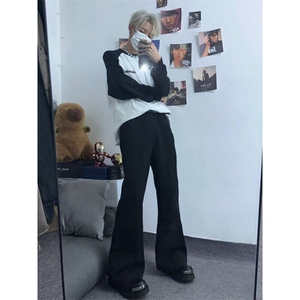 【有货】DK7055-P40春秋季新款2026男生直筒青少年微喇阔腿牛仔裤图片