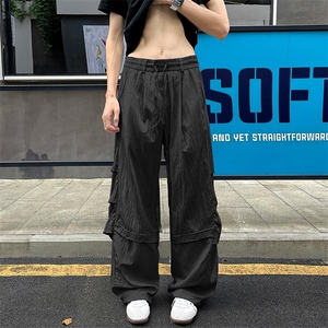 特批P30无差价夏季新款褶皱拼接冰感冰丝顺滑大码休闲裤男K5788B图片