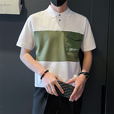 夏社会小伙高级感拼接撞色POLO衫短袖T恤A210-A212-P58控78，男装T恤，星座210-3