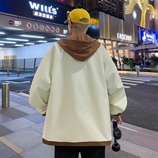 假两件外套男士秋季2023休闲宽松夹克潮牌上衣青少年春秋款冲锋衣，男装夹克，星座410-7