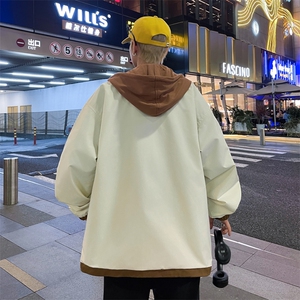 假两件外套男士秋季2023休闲宽松夹克潮牌上衣青少年春秋款冲锋衣图片