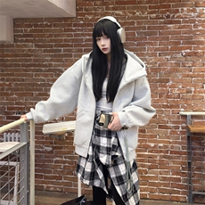 抖音得物高品质25秋冬美式高街宽松结构防风高领连帽卫衣外套W60，男装卫衣，电商A486-1