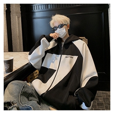 B257-1-M10-P6524秋季新款宽松休闲港风连帽套头拉链衫，男装卫衣，星座B257-1