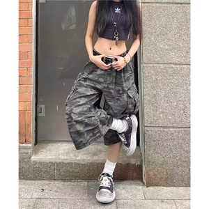 网图现货 美式复古迷彩工装七分裤女K105/P45图片