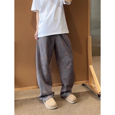 现货~撞色破洞直筒裤小众设计感弯刀卫裤运动休闲裤KZ9874P55，男装休闲裤，星座908-1