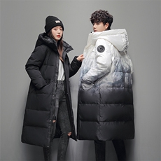 羽绒服男女长款过膝渐变宽松时尚情侣韩版冬季加厚外套127-P100，男装羽绒服，星座1210A