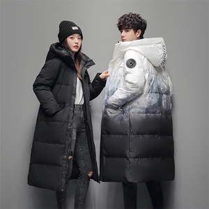 羽绒服男女长款过膝渐变宽松时尚情侣韩版冬季加厚外套127-P100