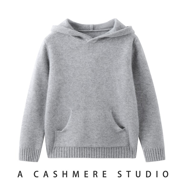 男女通用秋冬有帽不可拆七针卫衣，童装儿童羊绒衫，旭泰羊绒
