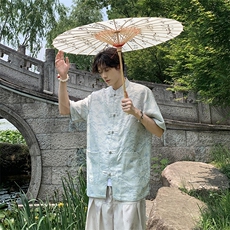新中式夏季现货大好河山宽松大码短袖衬衫A021-CS7098-P70，男装衬衫，电商A021