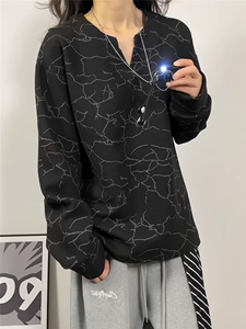 XZ809A/CX605/特P24/控48 印花美式V领长袖打底衫卫衣图片