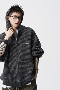 美式条纹连帽拉链设计卫衣无影墙S-XL开衫卫衣WY78109特P65控98图片