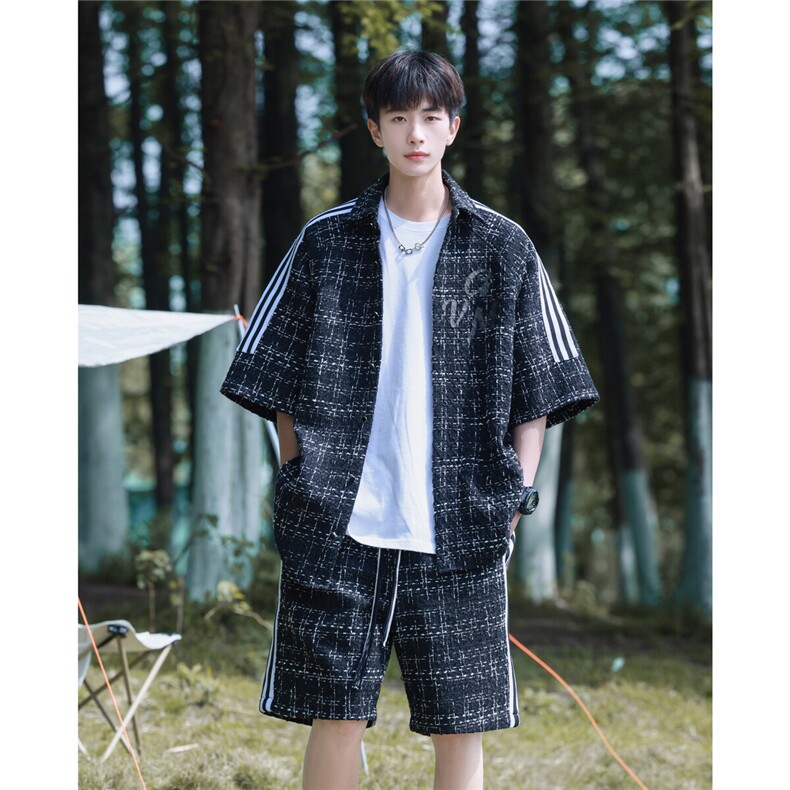 小香风印花织带短衬DCS9018P45短裤DK8797P40套装DTZ9028P85，男装牛仔裤，星座227-7