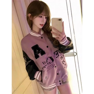 字母刺绣棒球服外套男宽松设计感hiphop个性夹克潮JK0723-P65图片
