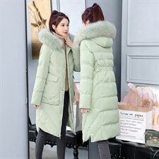 冬季羽绒棉服女中长款2025新款棉衣收腰修身显瘦时尚加厚学生棉袄，女装棉衣/棉服，关键词