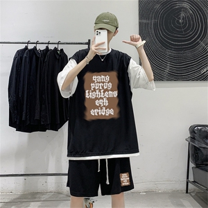 华夫格套装潮流休闲短袖短裤两件套FTZ3059-P55控78图片