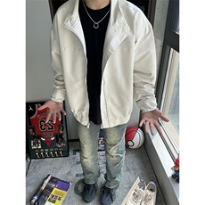 港风大码秋季新款美式褶皱设计感立领夹克MF1234特批55，男装夹克，星座213