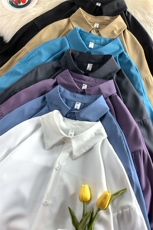 现货港风宽松纯色长袖衬衫男KD137-P40，男装衬衫，电商D312-1